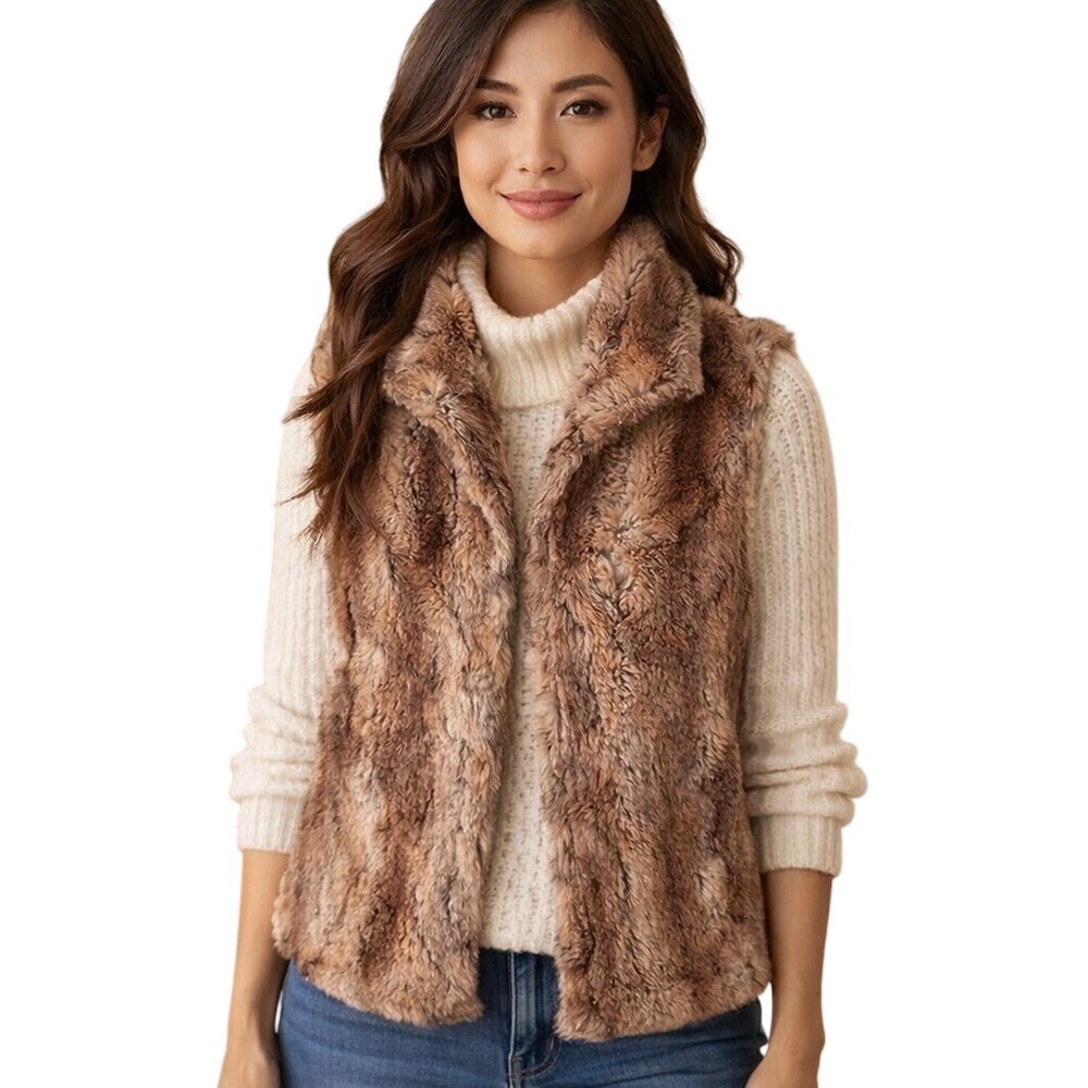 Cozy Girl Faux Fur Vest‎ Brown Teddy Bear Soft Vanilla Girl Vibes Cabin Core PM